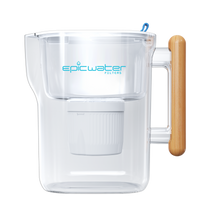 Pure Pitcher | Removes Fluoride & PFAS in WHITE W/ BAMBOO HANDLE